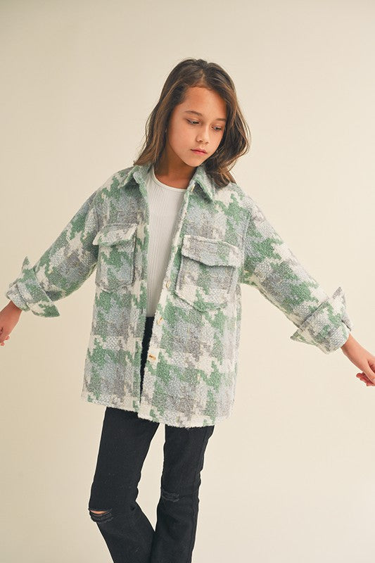 The Girls Green & Gray Patterned Shacket