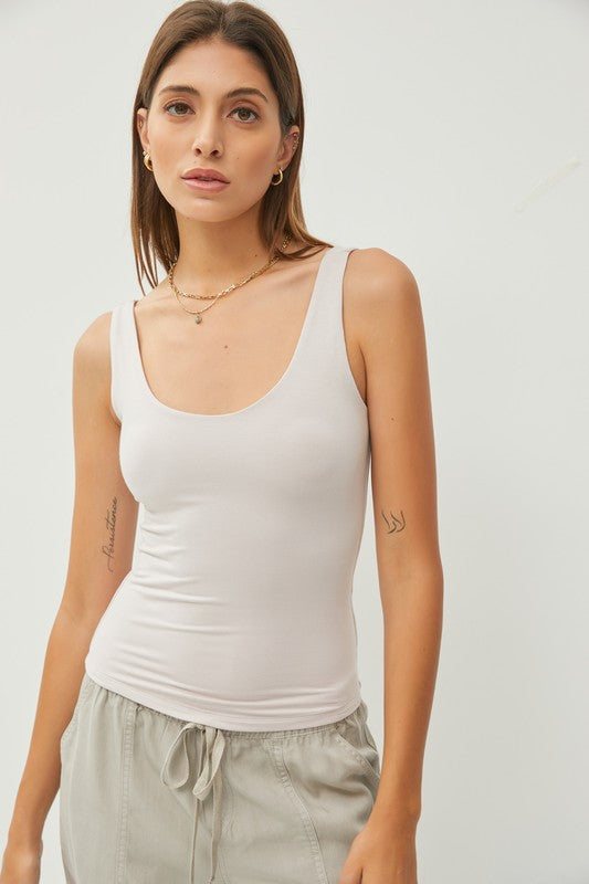 The Not So Basic Scoop Neck Double Layer Tank