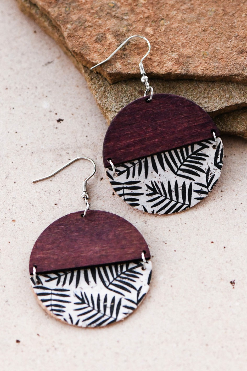 Printed Cork and Wood  Earrings