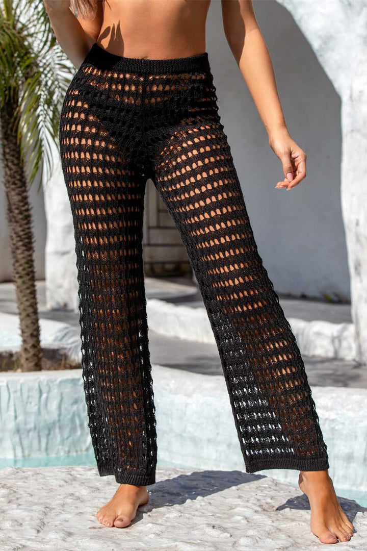 The Cozumel Crochet Knit Black Pants