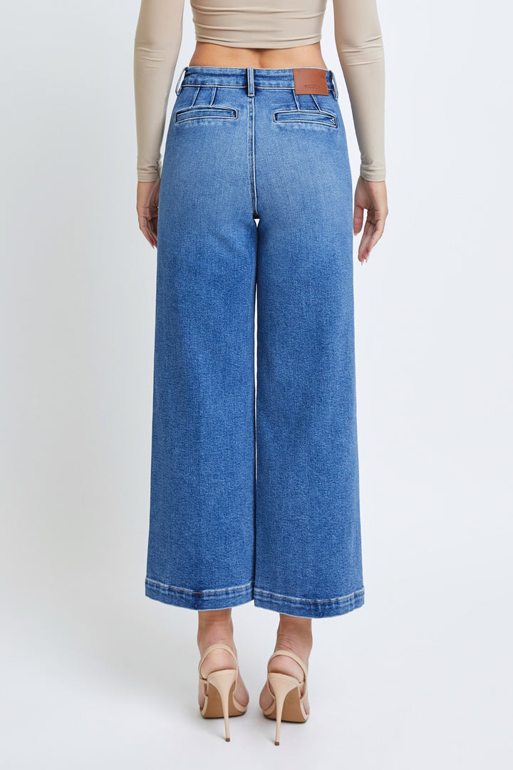The Talk To Me Dark Clean Cropped Wide Leg Trouser
