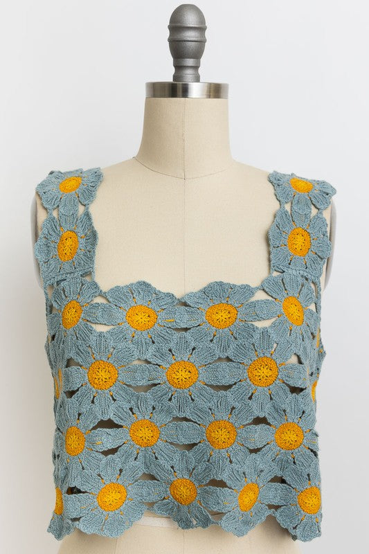 The Hippie Chick Crochet Floral Tank