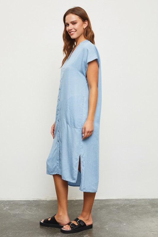 The Pool Day Tencil Denim Midi Dress