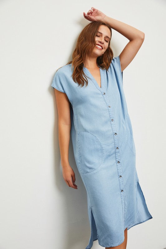 The Pool Day Tencil Denim Midi Dress