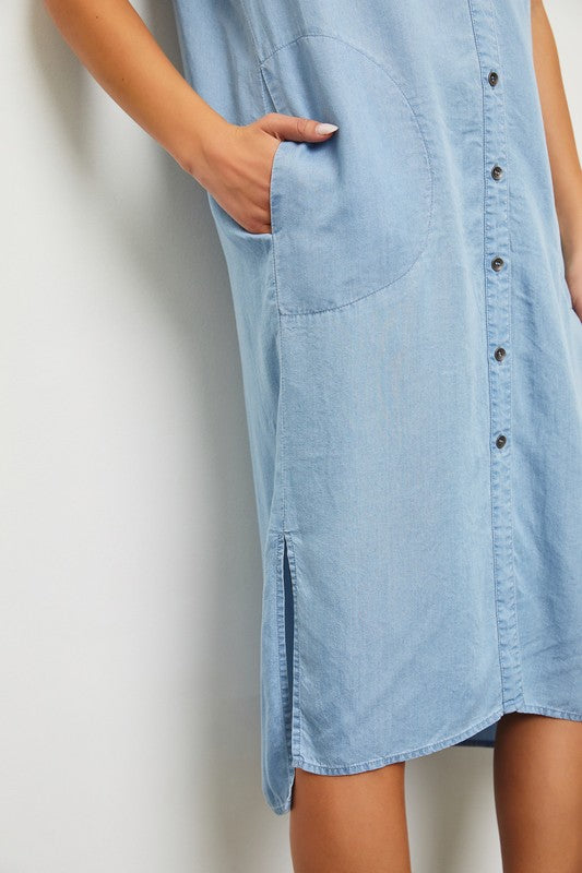 The Pool Day Tencil Denim Midi Dress