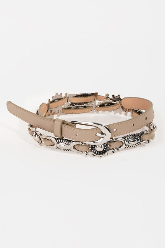 The Metallic Taupe Faux Leather Belt