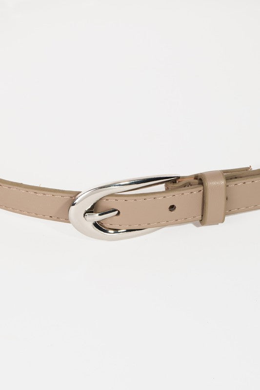 The Metallic Taupe Faux Leather Belt