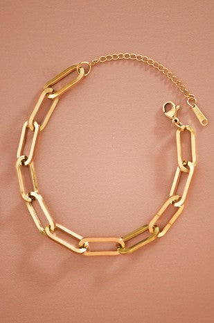18K Gold Plated Paper Clip Chain Bracelet