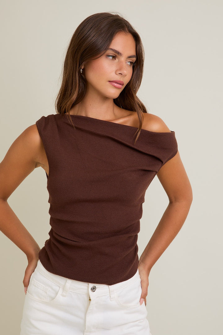 The Forever Young Asymmetrical Neck Sweater Top