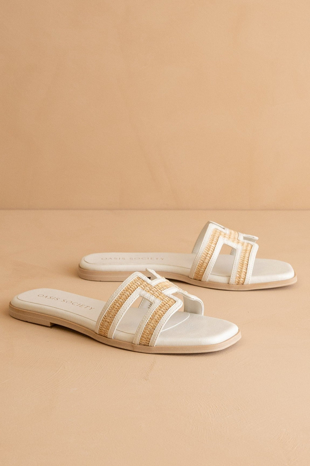 The The Ena- H Cutout Raffia Slide Sandals