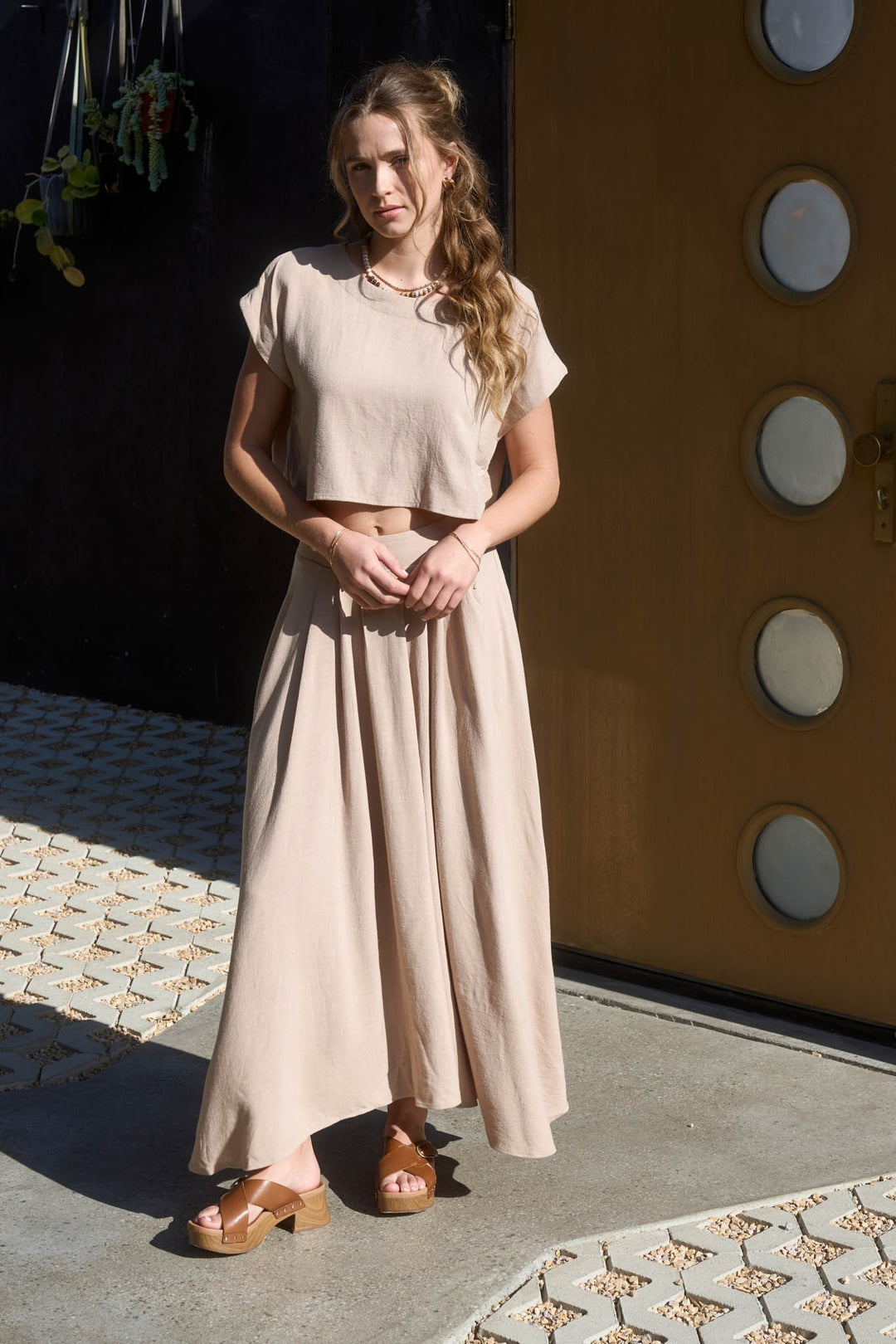 The Way Out West Linen Cropped Top
