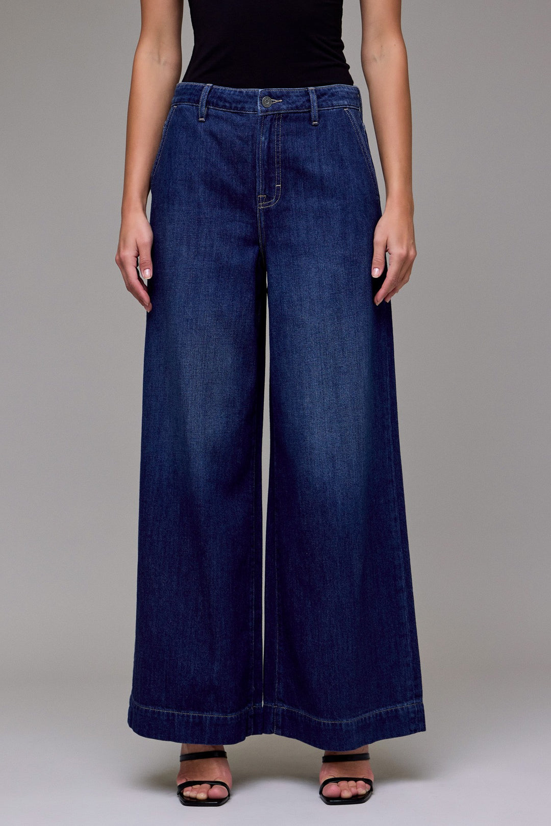 The Georgia Dark Wash Clean Soft High Rise Super Wide Leg by Hidden
