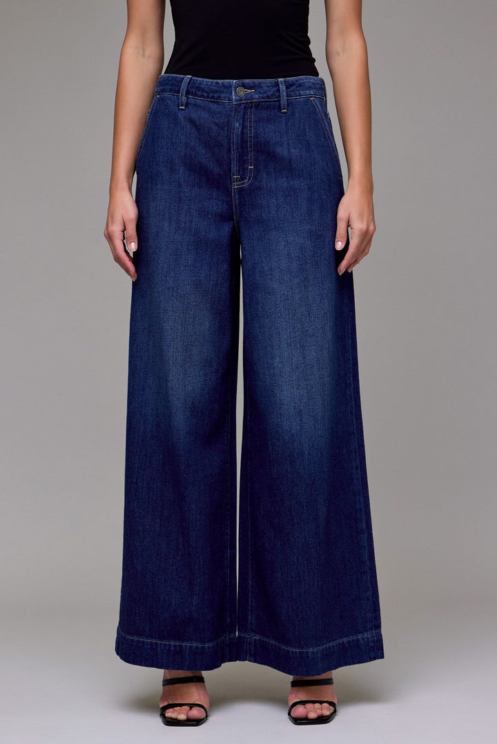 The Georgia Dark Wash Clean Soft High Rise Super Wide Leg by Hidden