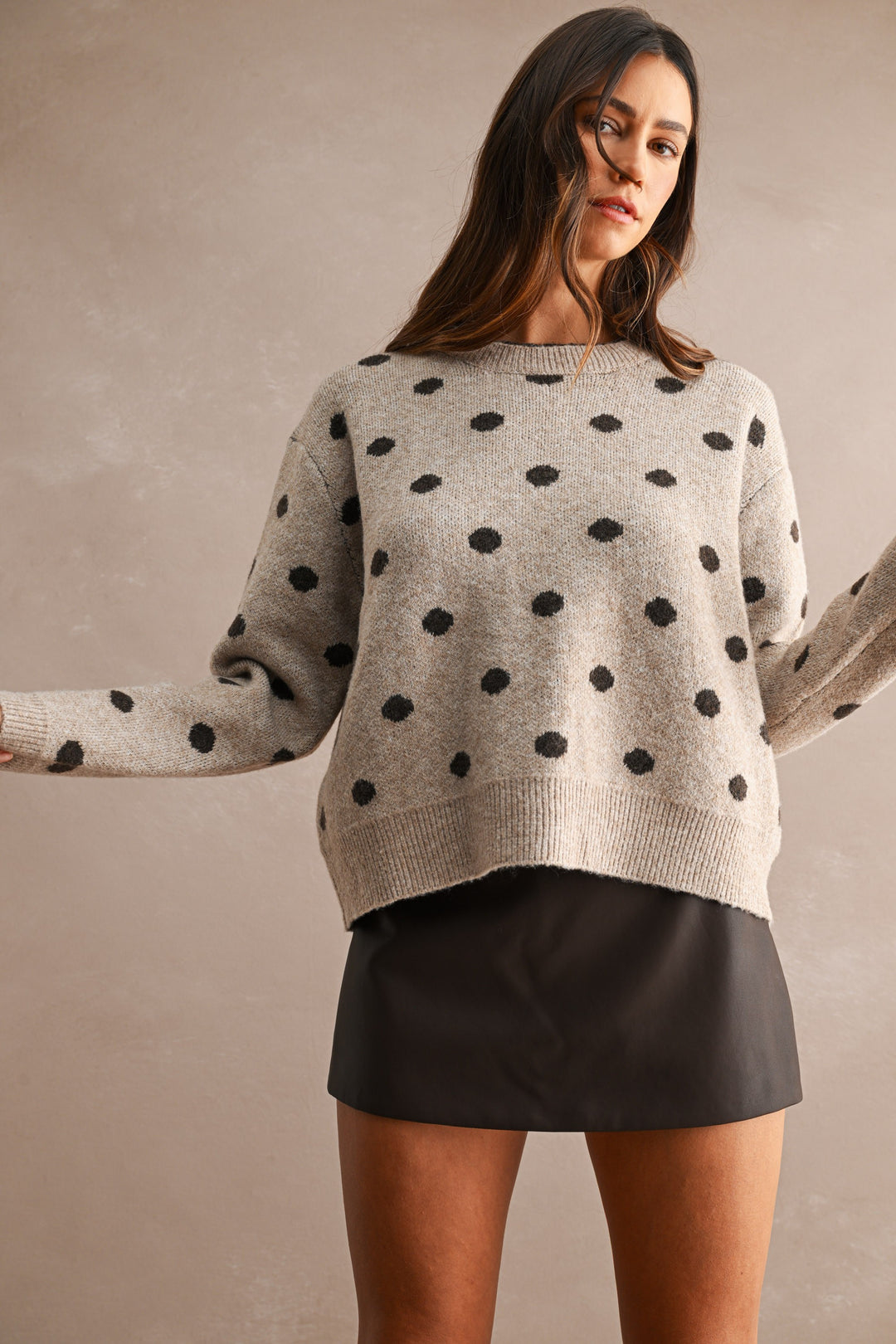 The Cinnamon Dots Long Sleeve Sweater