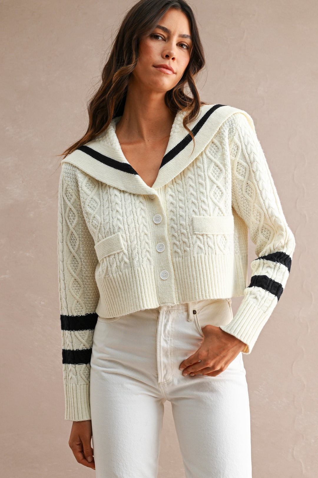 The Eloise Sailor Collar Cropped Sweater
