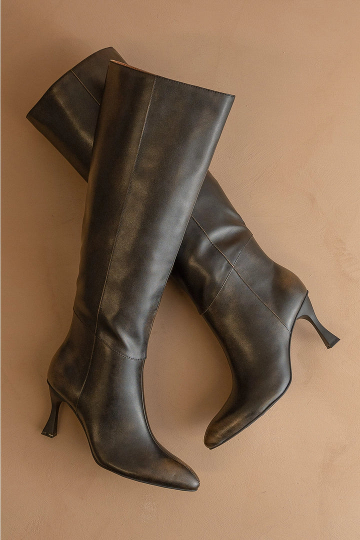 The Lexington Distressed Tall Black Boots