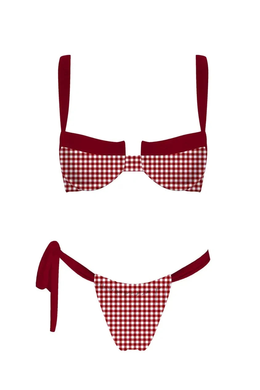 The Parker Red Gingham Bikini Bottoms
