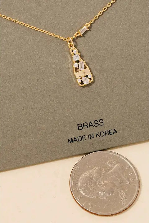The Cluster Pave Wine Bottle Pendant Necklace