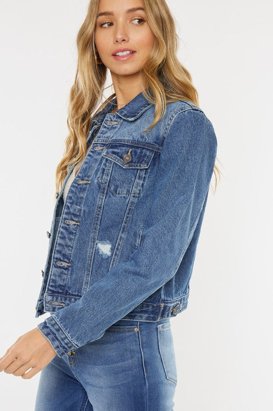 The Marley Distressed Dark Wash Denim Jacket