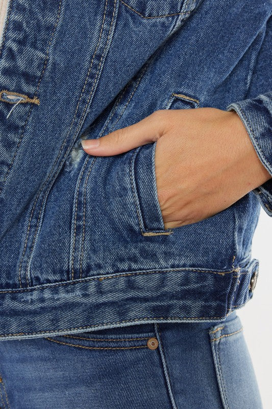 The Marley Distressed Dark Wash Denim Jacket