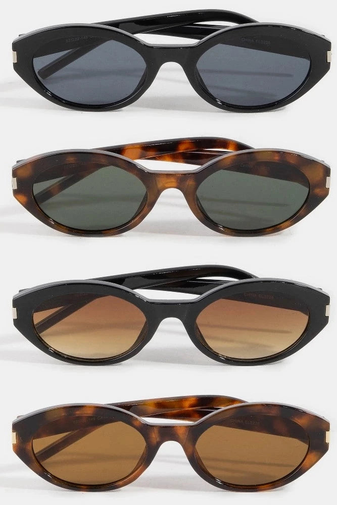 The Metallic Accent Oval Tortoise Sunglasses