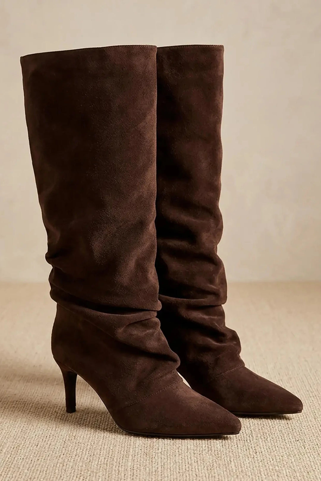 The Newark Suede Kitten Heel Tall Boots