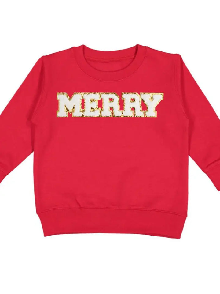 Girls Merry Patch Christmas Sweatshirt