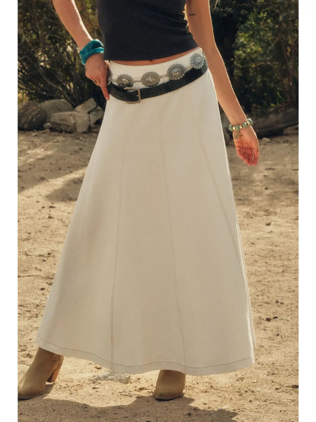 The Desert Dune Twill Denim Maxi Skirt