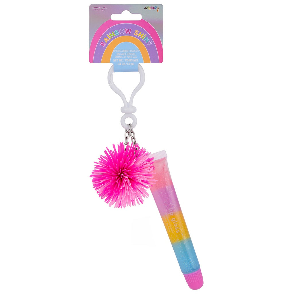Girls Rainbow Shine Lip Gloss & Keychain Set