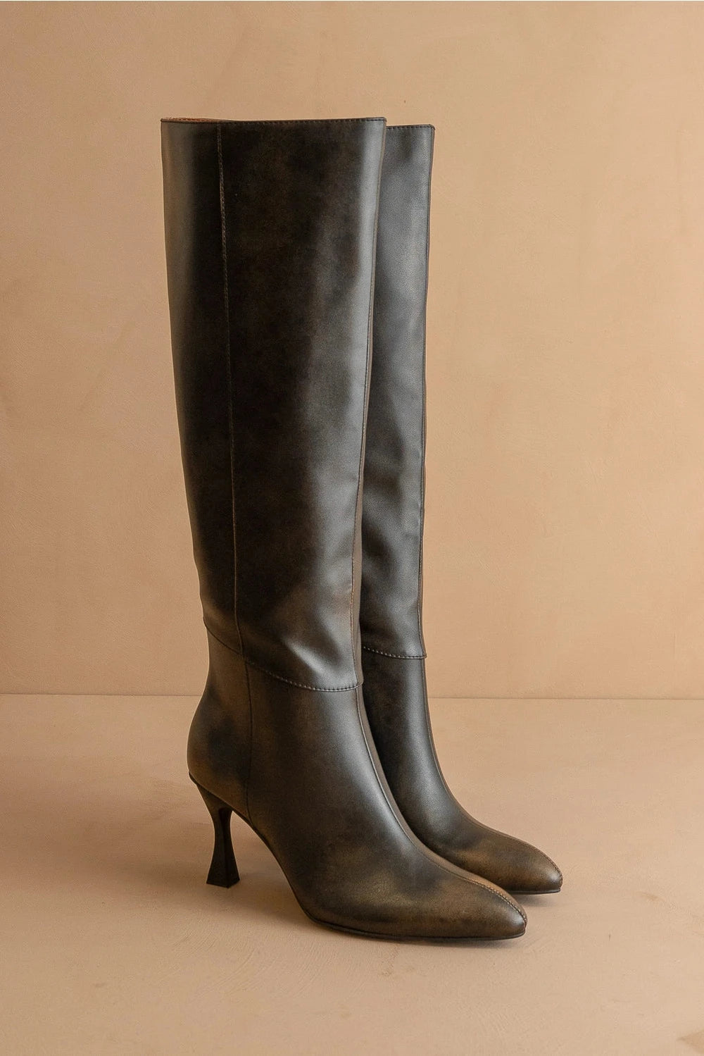 The Lexington Distressed Tall Black Boots