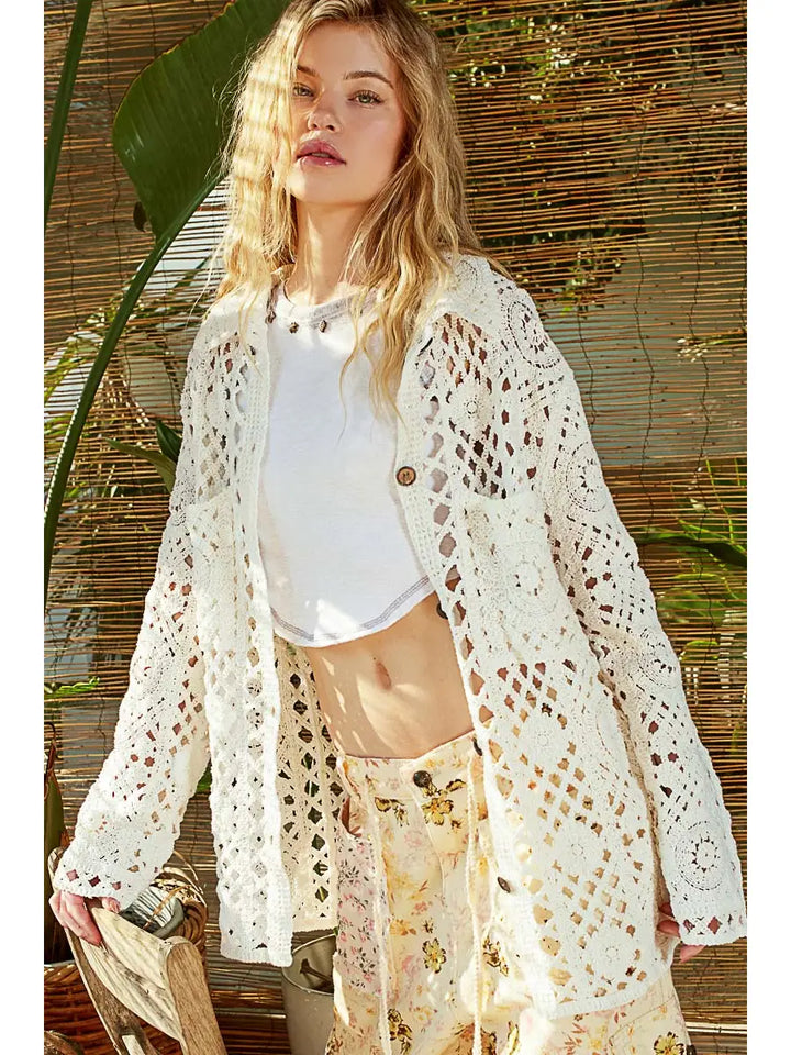 The Sun Chaser Oversized Crochet Shirt