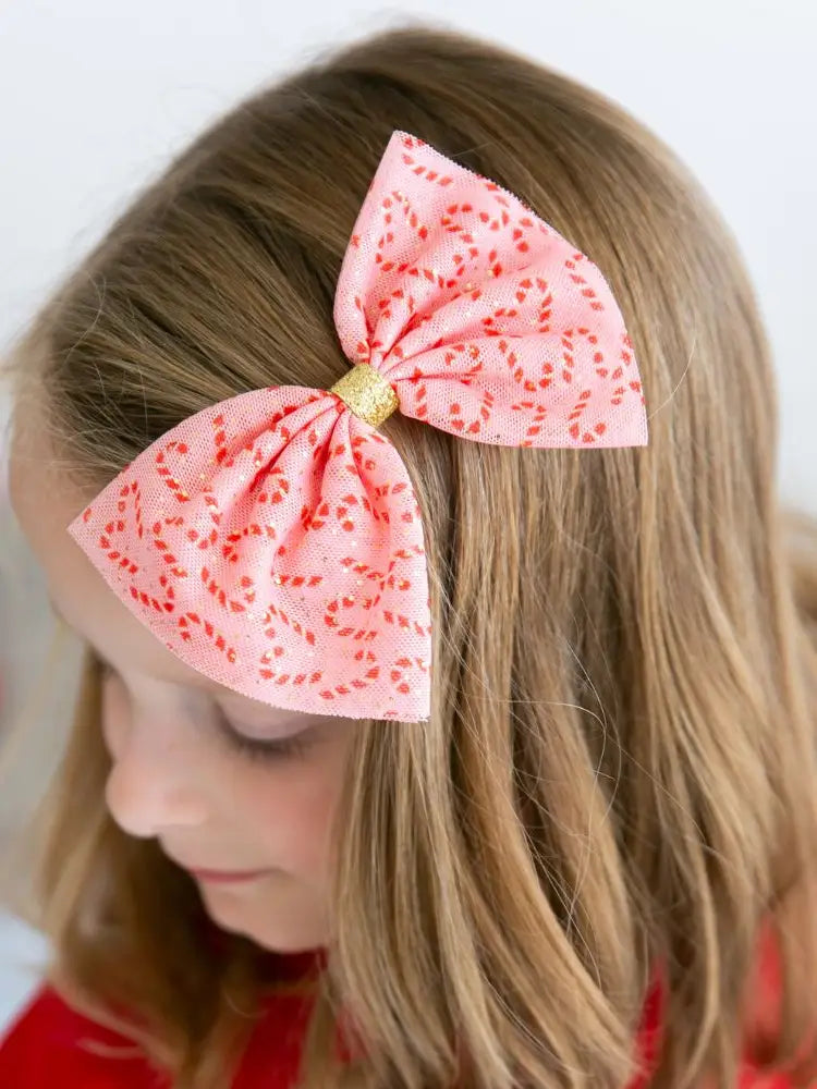 The Girls Candy Cane Christmas Hair Bow Clip