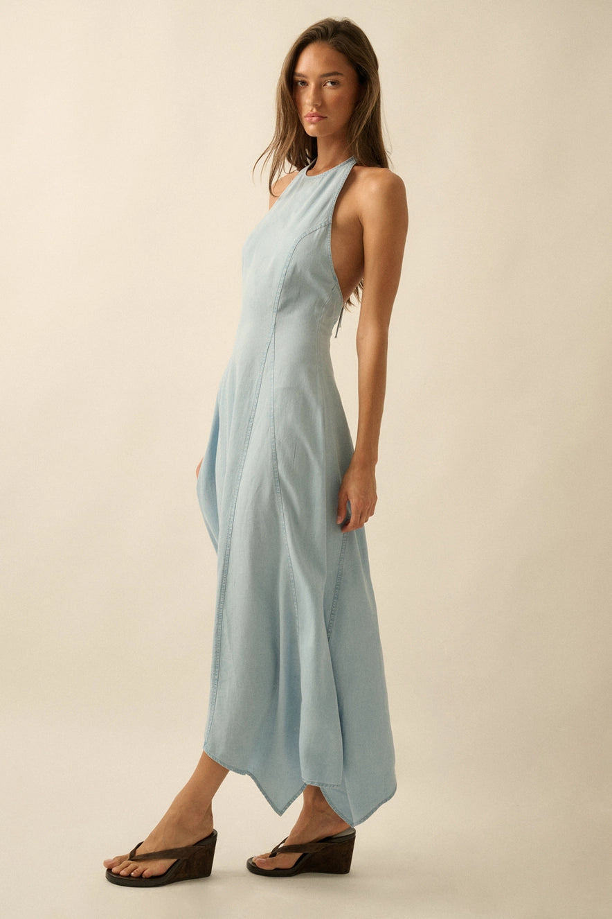 The High Desert Halter Handkerchief Maxi Dress