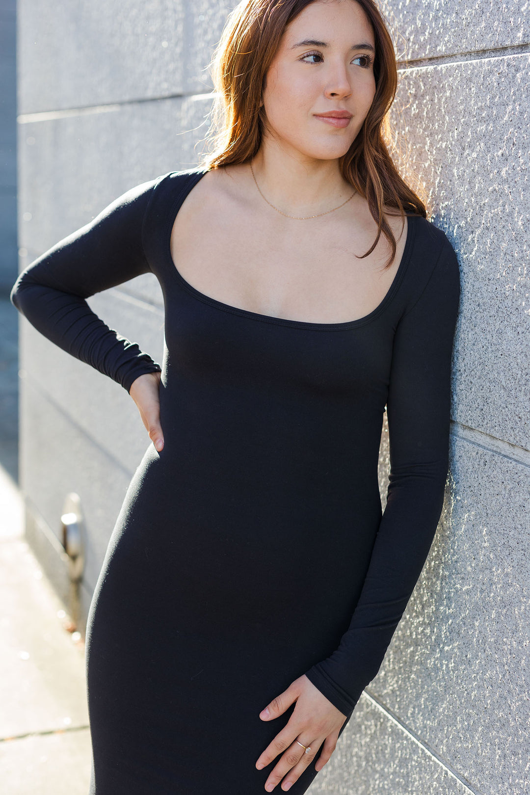 The Everyone's A Fan Long Sleeve Soft Bodycon Maxi Dress
