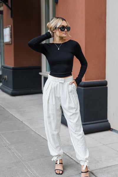 The No Strings Attached Ivory Ankle Tie Pants – Shoppe Twelve