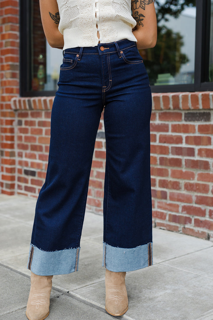 The Cool It Cowgirl Rinse Wash Cuffed Jeans