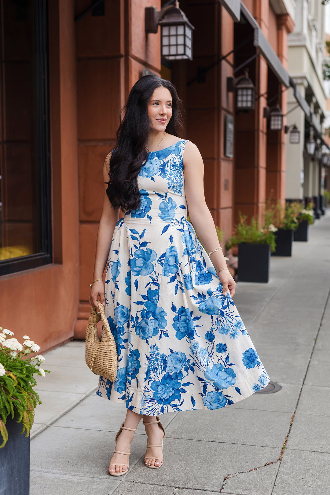 The Something Blue Sleeveless Floral Print Dress