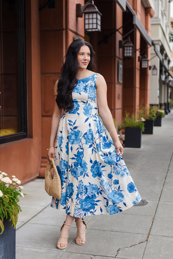 The Something Blue Sleeveless Floral Print Dress
