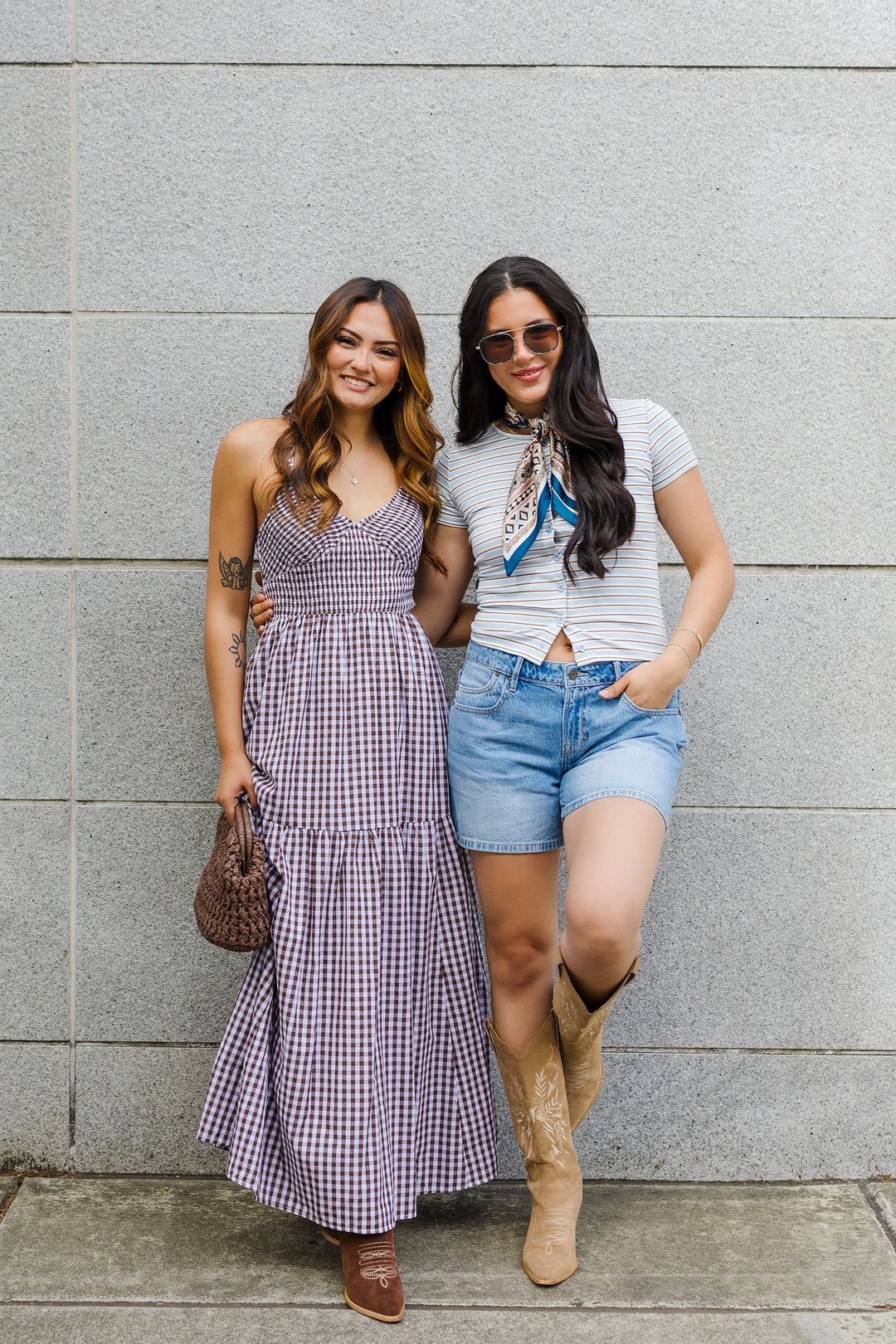 Brown Gingham Smocked Maxi Dress - Feeling Like Sunshine