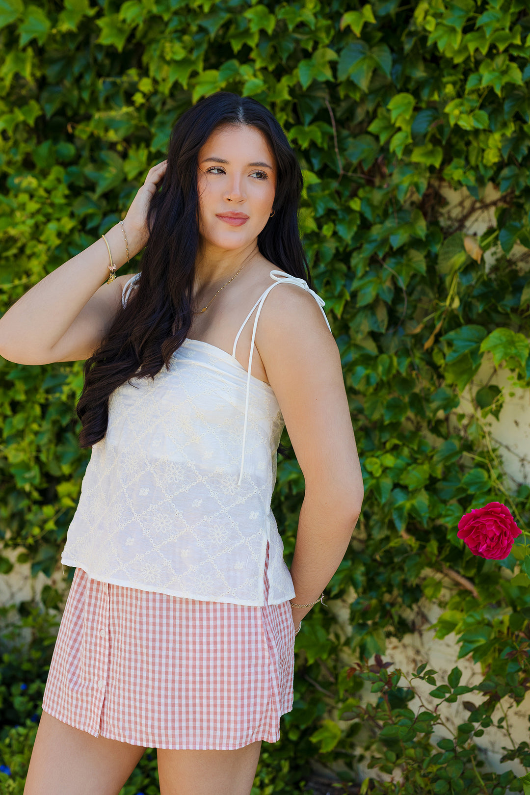 The Blossom Embroidered Tie Strap Top