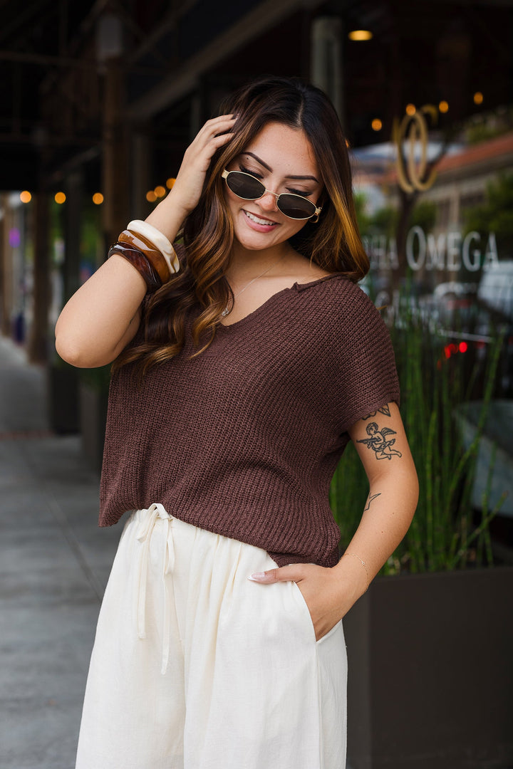 The Ella Split Neck Sleeveless Sweater