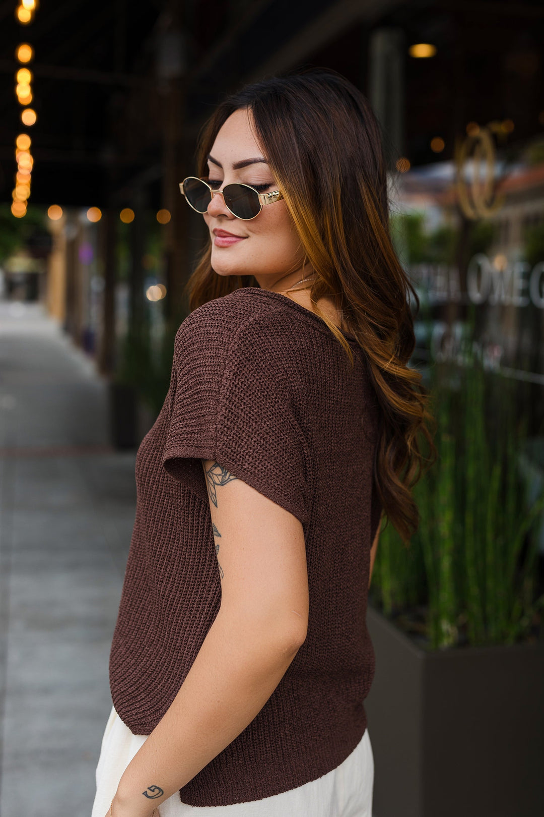 The Ella Split Neck Sleeveless Sweater
