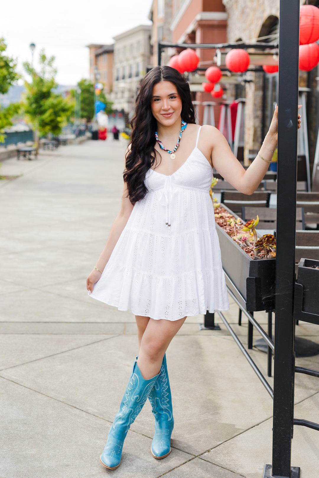 Eyelet Mini Dress - The First Date Summer Mini Dress Large / White Eyelet Mini Dress - The First Date Summer Mini Dress Large / White