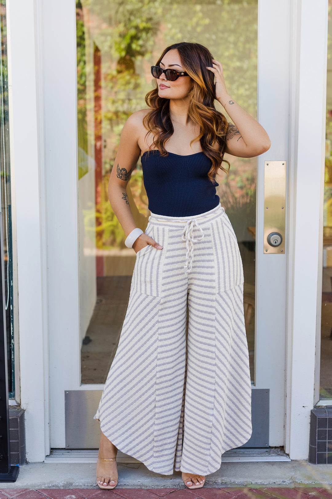 The Pool Days Striped Wide Leg Lounge Pants