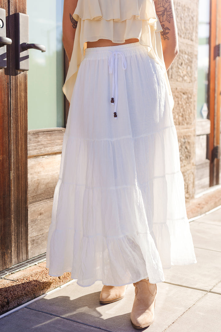 The Island Drift Tiered Maxi Skirt