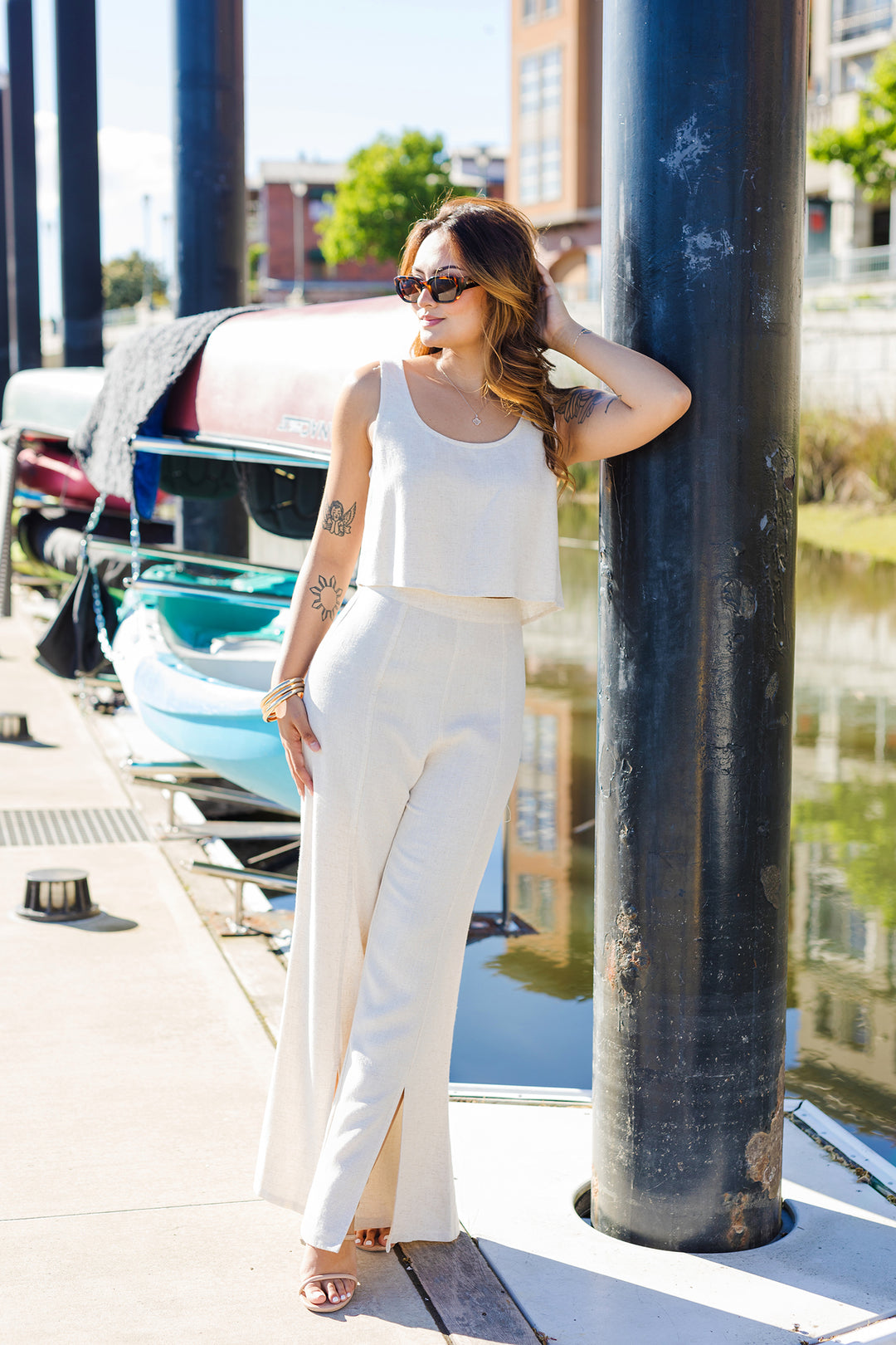 The Slow Stroll Linen Top and Pants Set