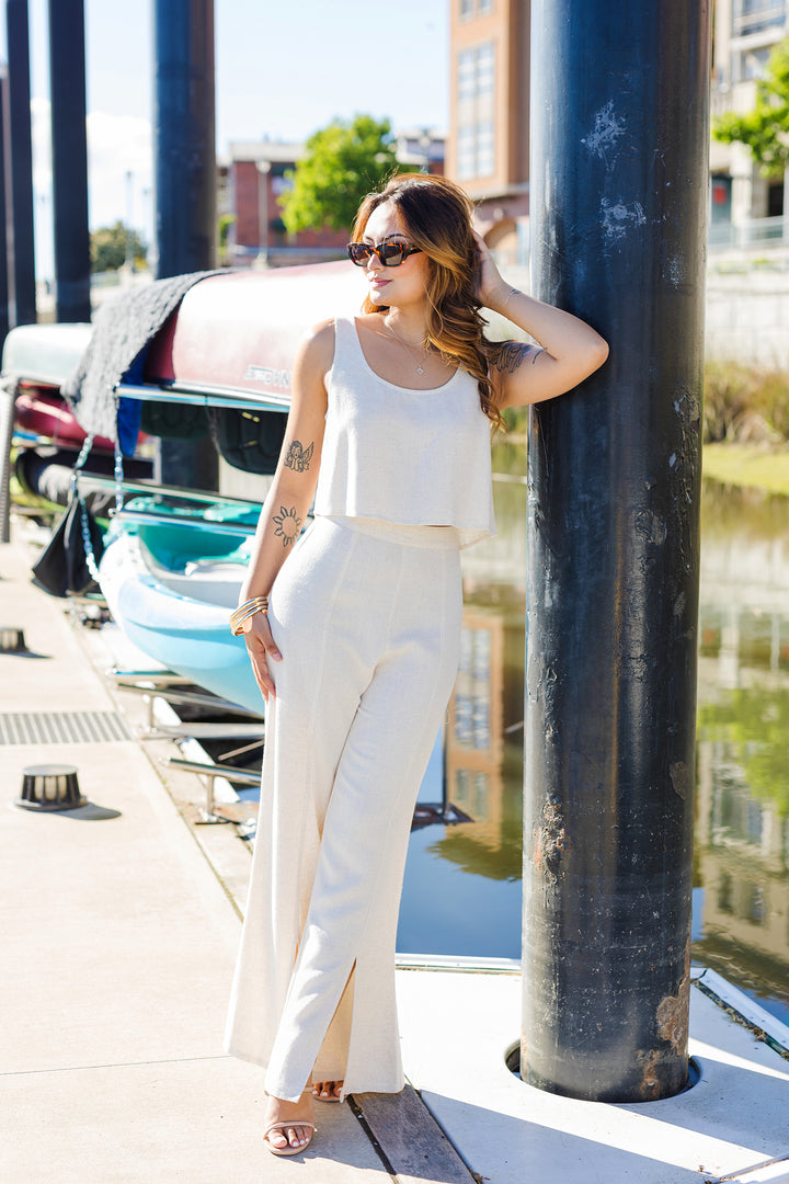 The Slow Stroll Linen Top and Pants Set