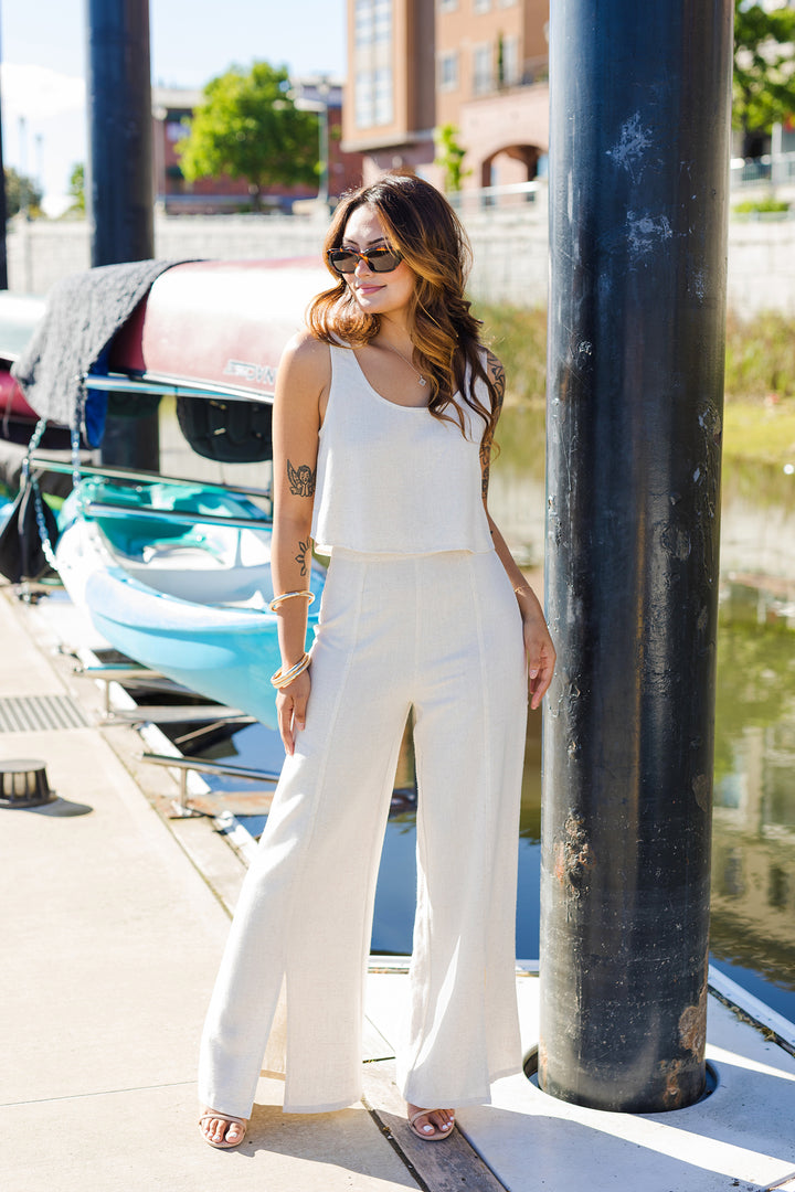The Slow Stroll Linen Top and Pants Set