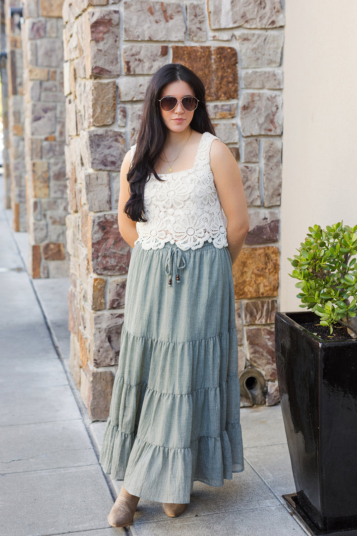 The Island Drift Tiered Maxi Skirt
