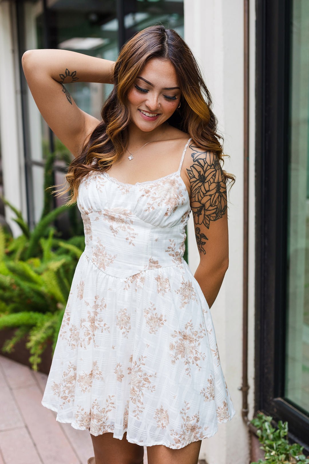 knee length dresses for ladies The Pretty in Petals Floral Corset Mini Dress – Shoppe Twelve